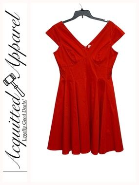 Calvin Klein Sexy Red V-Neck Sleeveless A-Line Dress